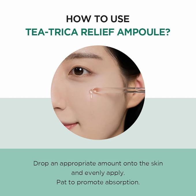 SKIN1004 Tea-Trica Relief Ampoule 3.38 fl. oz, 100ml, Soothing Hydration for Sensitive Skin