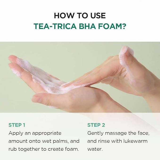 SKIN1004 Madagascar Centella Tea-Trica BHA Foam 4.22 fl.oz, 125ml, Professional Cleansing Care and Relief to Acne-Prone Skin